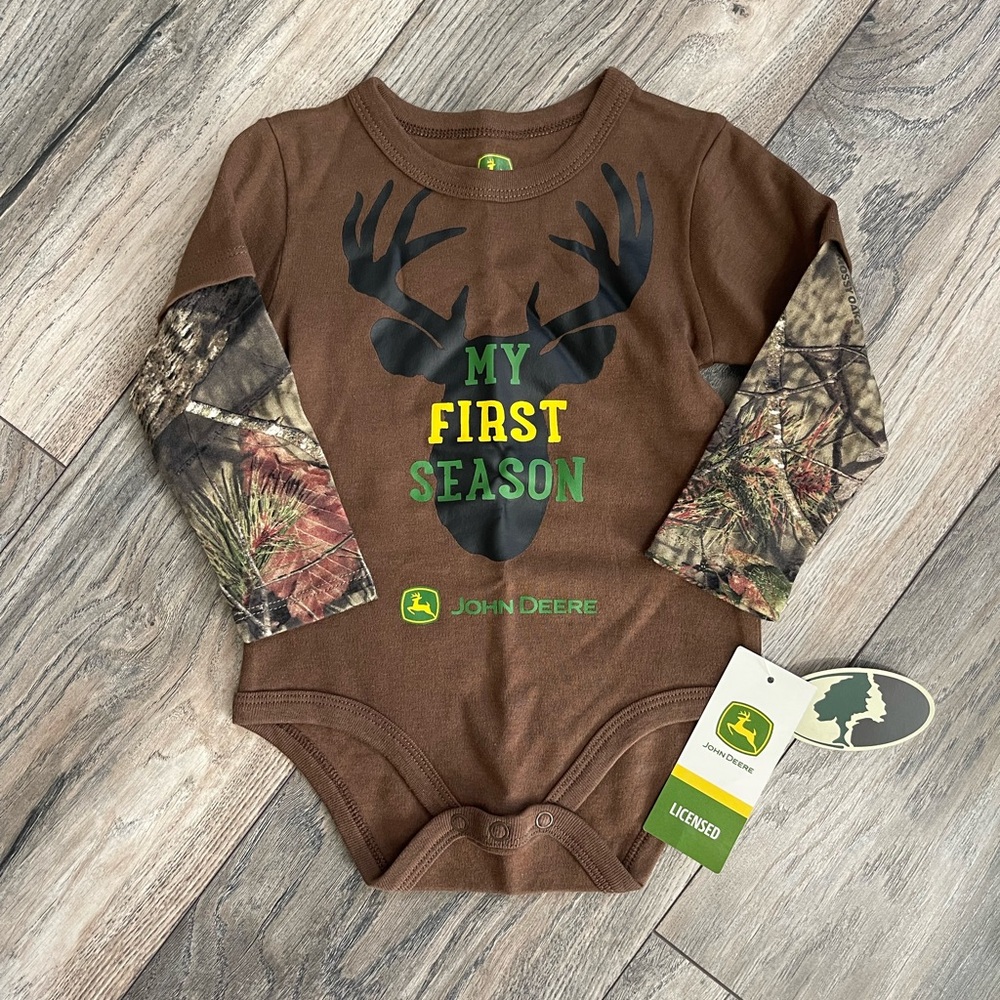 New Mossy Oak/John Deere long sleeved onesie